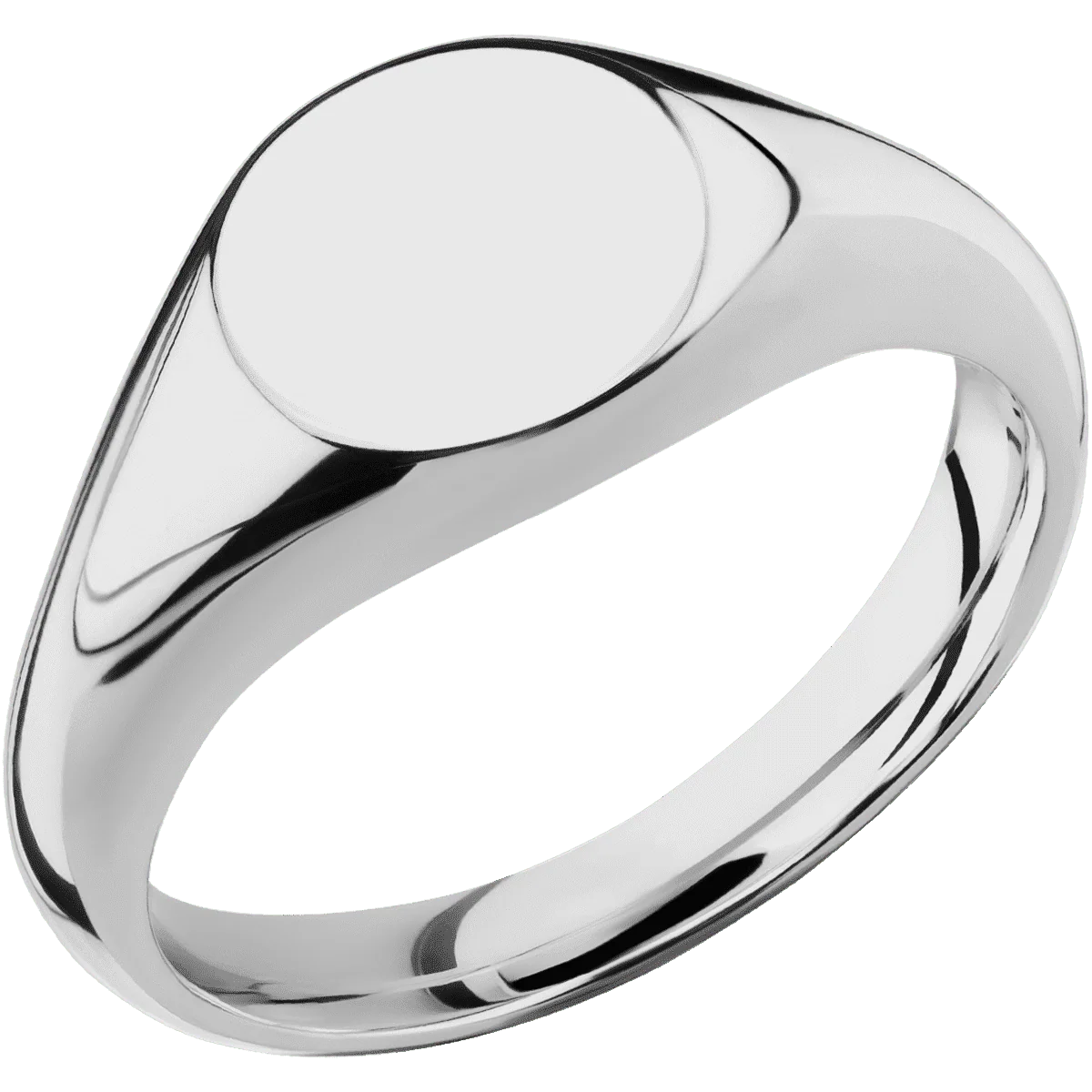 Small Circle signet ring (10mm) in Titanium, with a Wide style band. - Image 2
