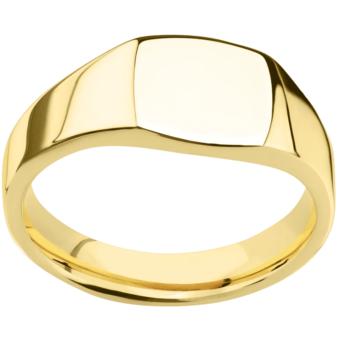 Small Cushion signet ring (10x10mm) in 10K Yellow Gold, with a Wide style band. - Image 3