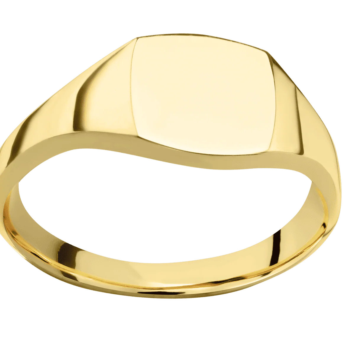 Small Cushion signet ring (10x10mm) in 14K Yellow Gold, with a Thin style band. - Image 3