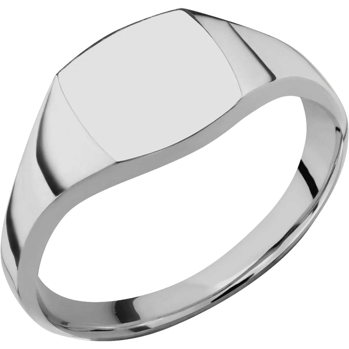 Small Cushion signet ring (10x10mm) in Titanium, with a Thin style band. - Image 2