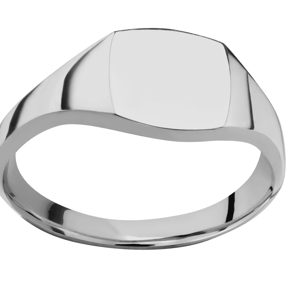 Small Cushion signet ring (10x10mm) in Titanium, with a Thin style band. - Image 3