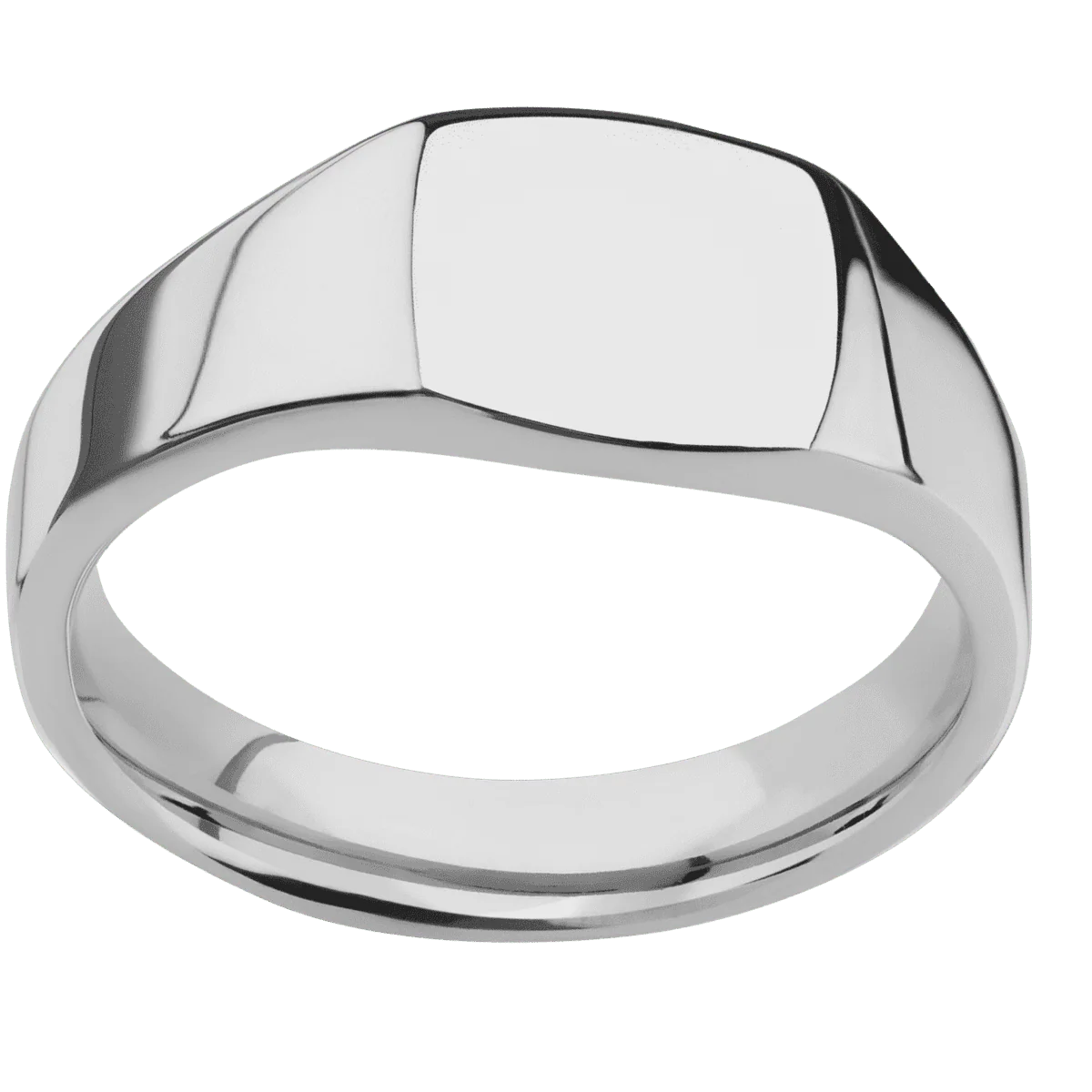 Small Cushion signet ring (10x10mm) in Titanium, with a Wide style band. - Image 3