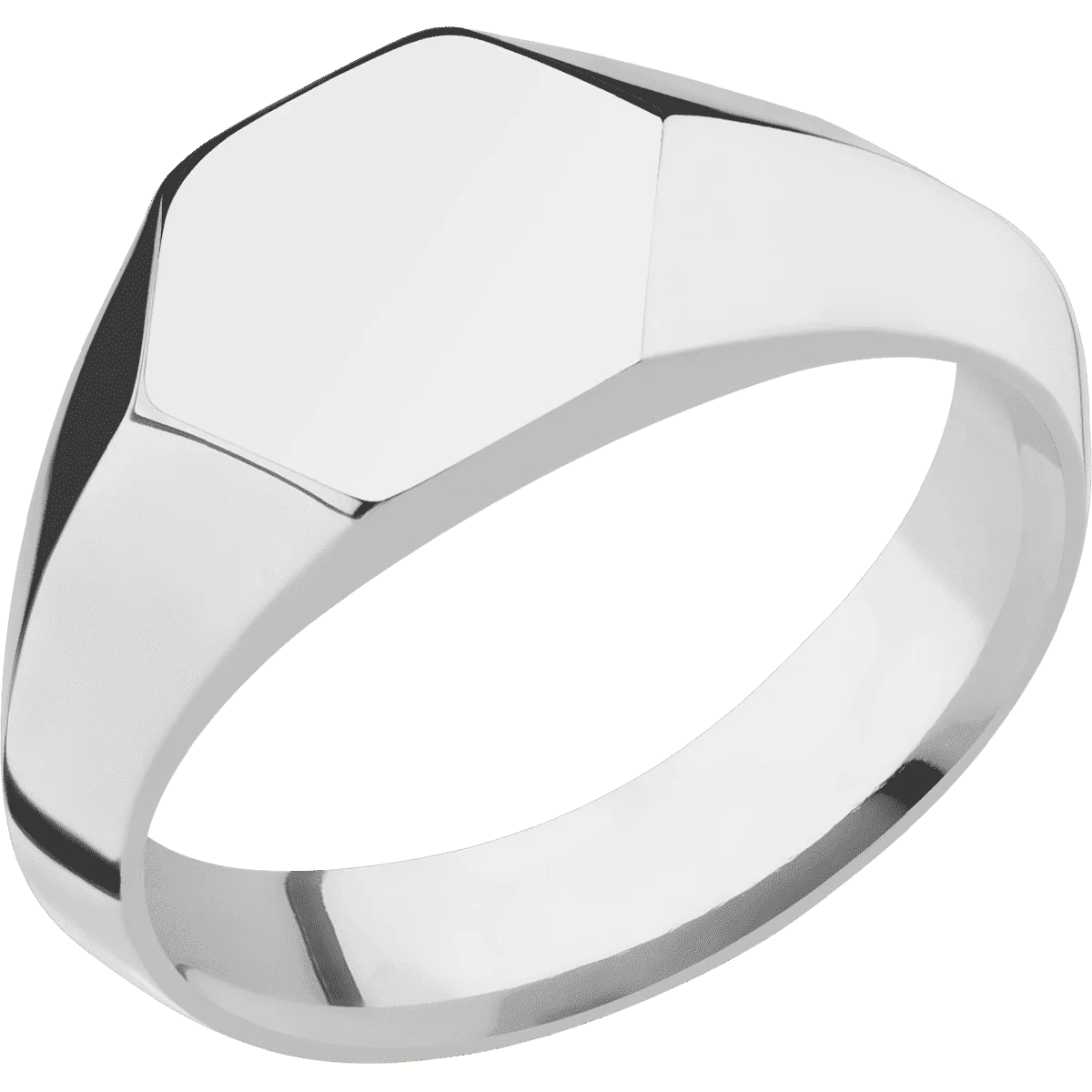 Small Hexagon signet ring (11.5x10) in Titanium, with a Wide style band. - Image 2