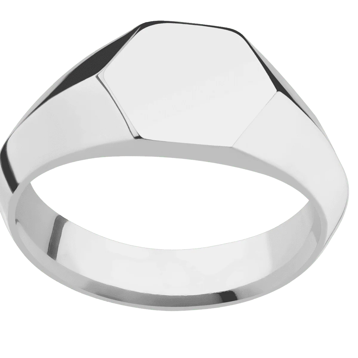 Small Hexagon signet ring (11.5x10) in Titanium, with a Wide style band. - Image 3