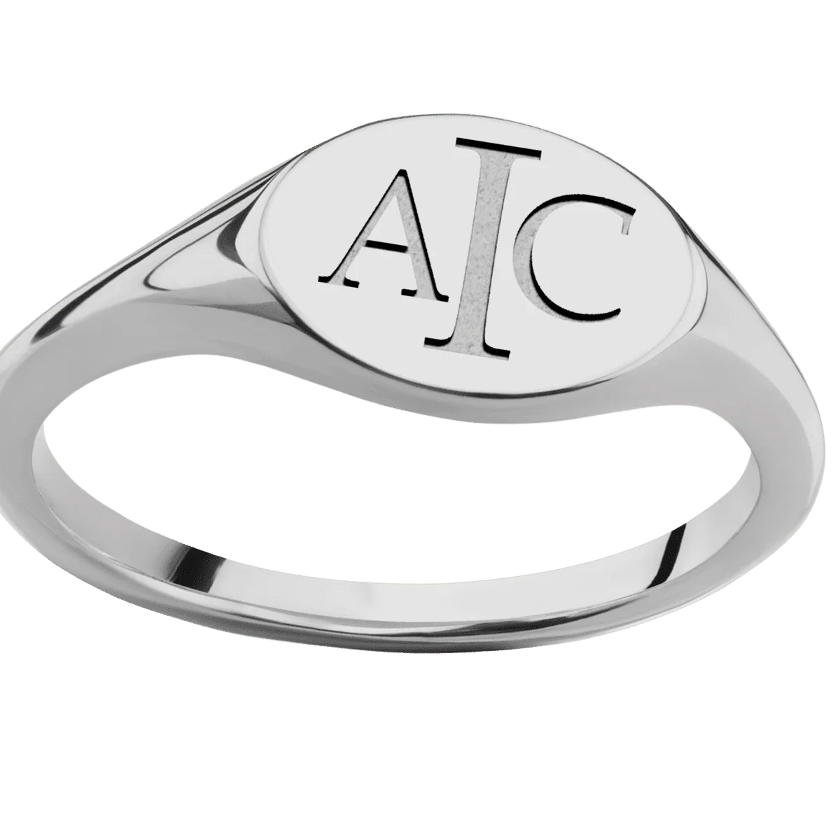 Small Horizontal Oval signet ring (12x9mm) in Titanium, with a Thin style band and a Book Antiqua 3 engraving. - Image 3