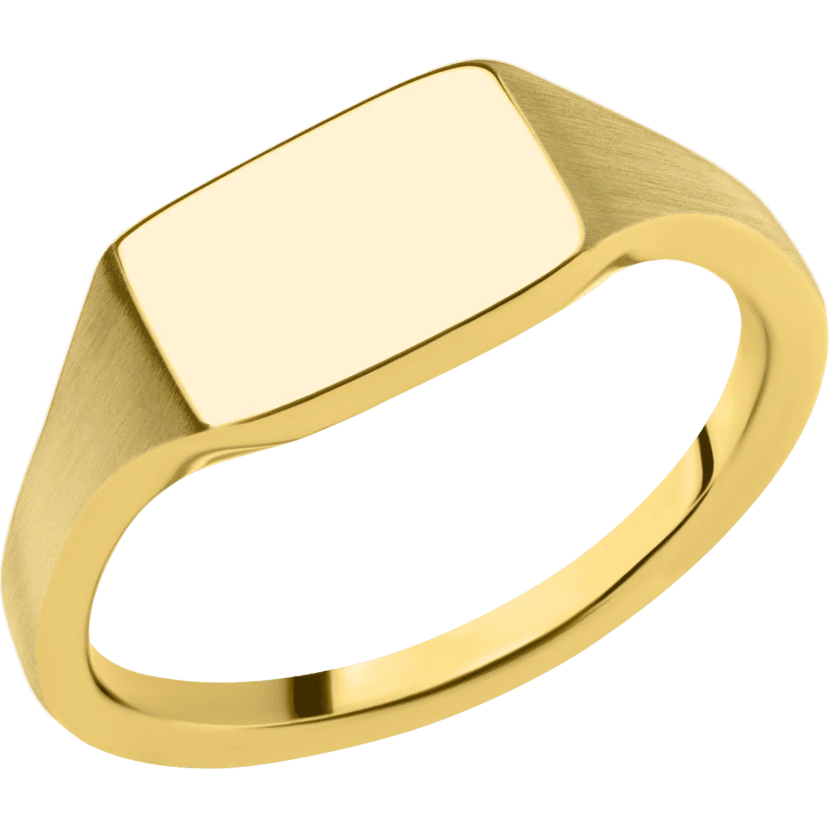 Small Horizontal Rectangle signet ring (12x9mm) in 14K Yellow Gold, with a Thin style band. - Image 2