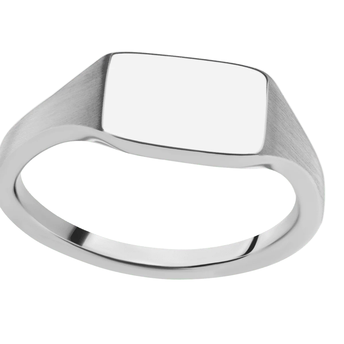 Small Horizontal Rectangle signet ring (12x9mm) in Palladium Silver, with a Thin style band. - Image 3