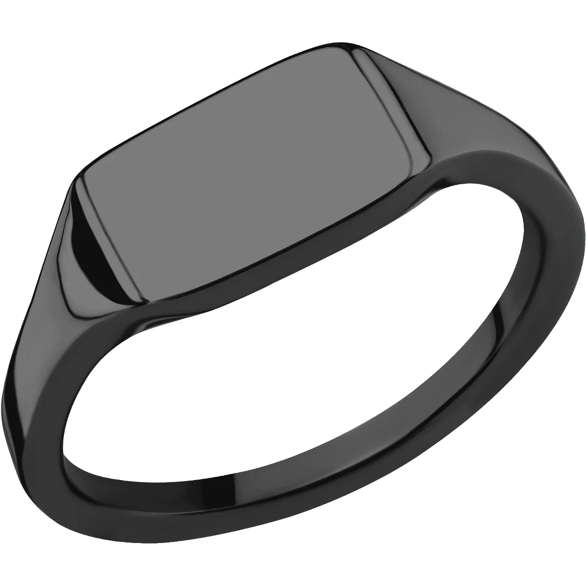 Small Horizontal Rectangle signet ring (12x9mm) in Zirconium, with a Thin style band. - Image 2
