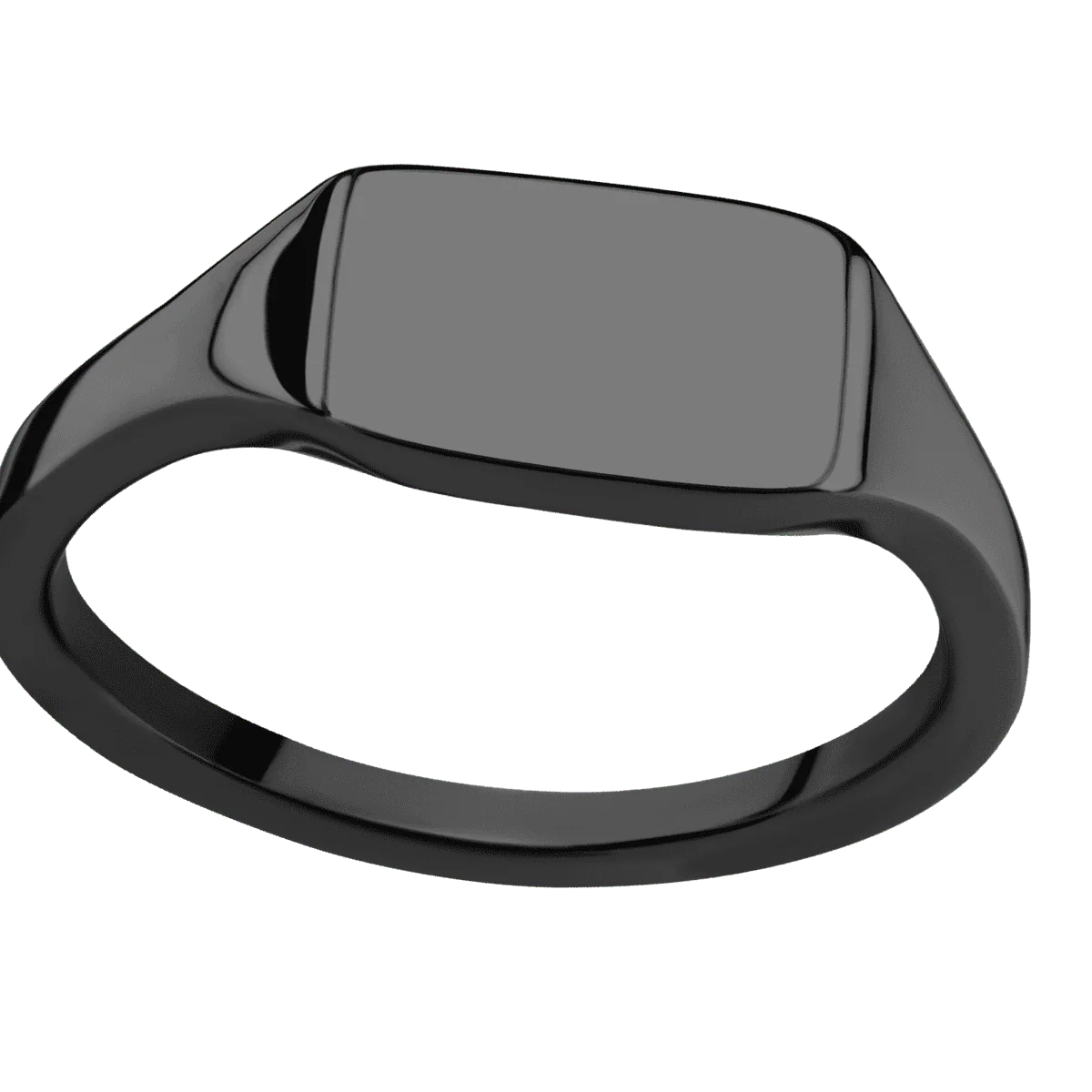 Small Horizontal Rectangle signet ring (12x9mm) in Zirconium, with a Thin style band. - Image 3