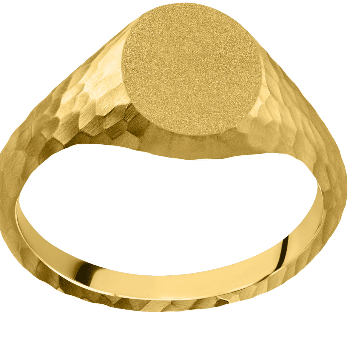 Small Oval signet ring (12x9mm) in 10K Yellow Gold, with a Thin style band. - Image 3