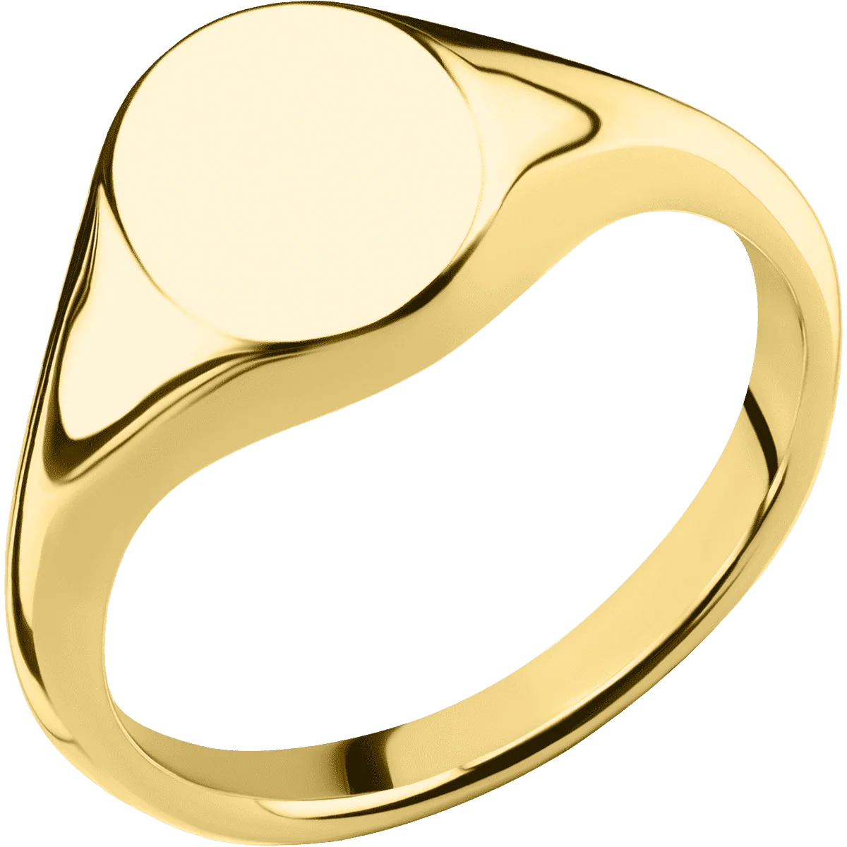 Small Oval signet ring (12x9mm) in 14K Yellow Gold, with a Thin style band. - Image 2
