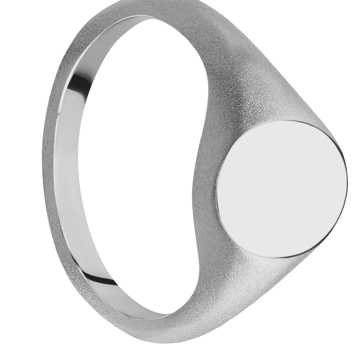 Small Oval signet ring (12x9mm) in Titanium, with a Thin style band.