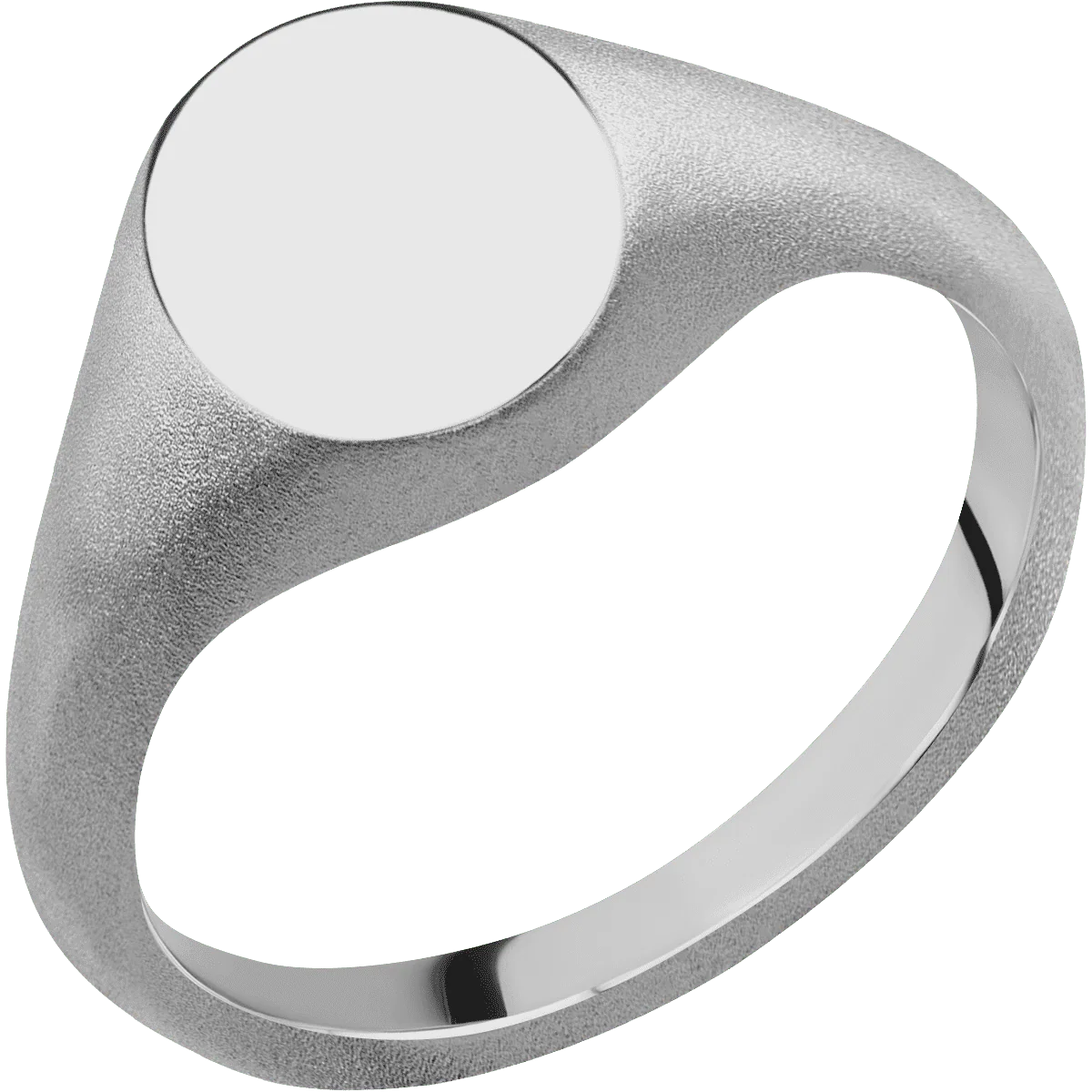 Small Oval signet ring (12x9mm) in Titanium, with a Thin style band. - Image 2