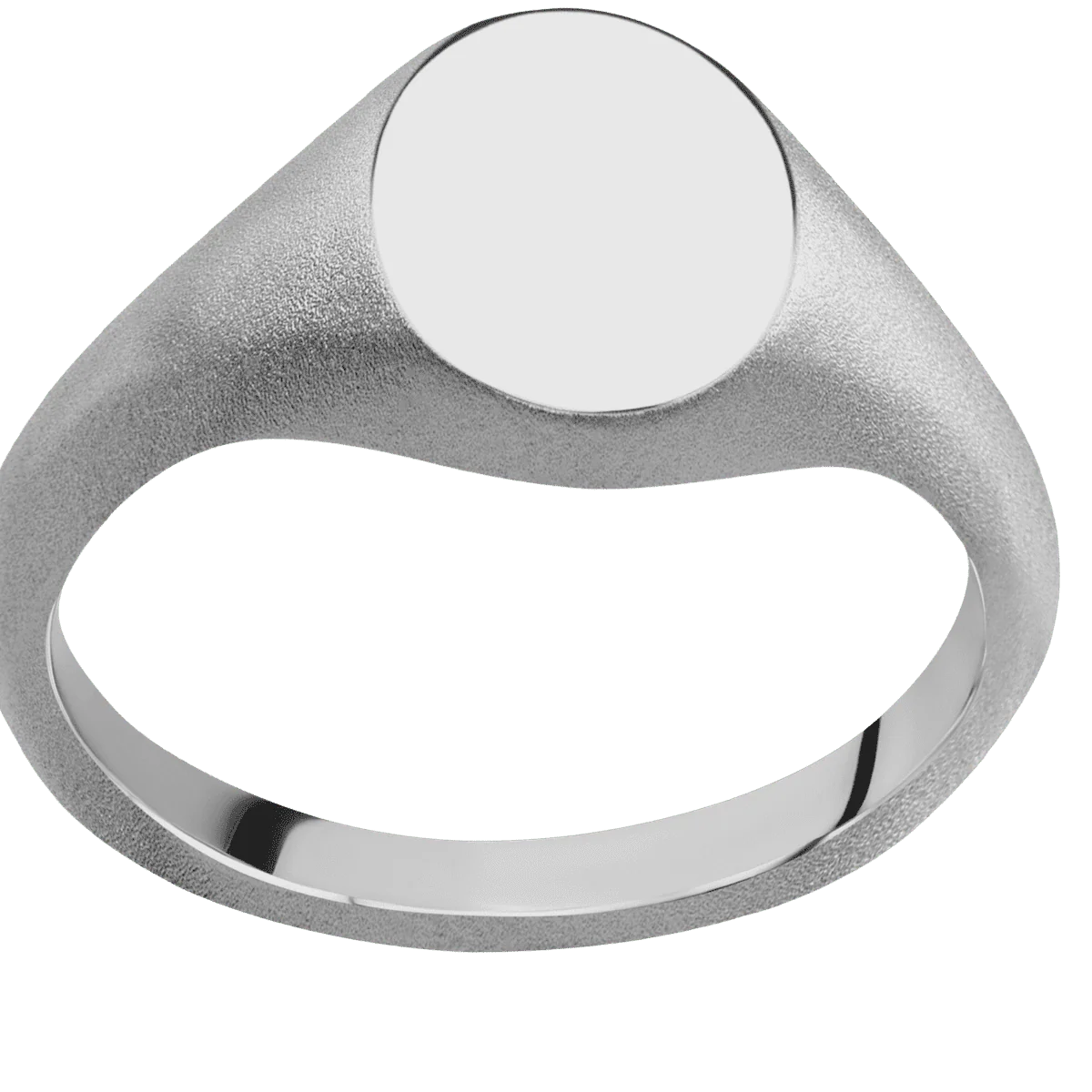 Small Oval signet ring (12x9mm) in Titanium, with a Thin style band. - Image 3