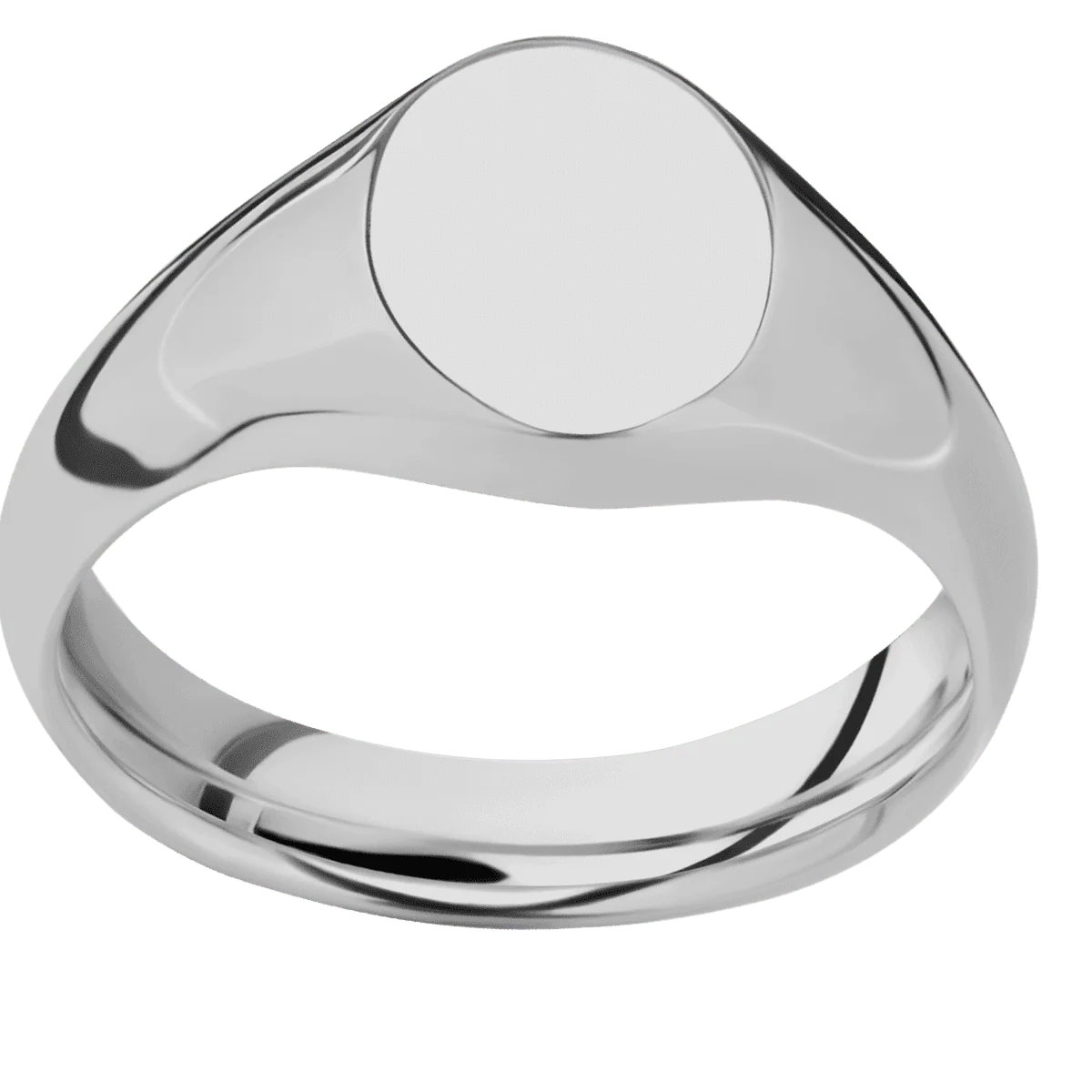 Small Oval signet ring (12x9mm) in Titanium, with a Wide style band. - Image 3