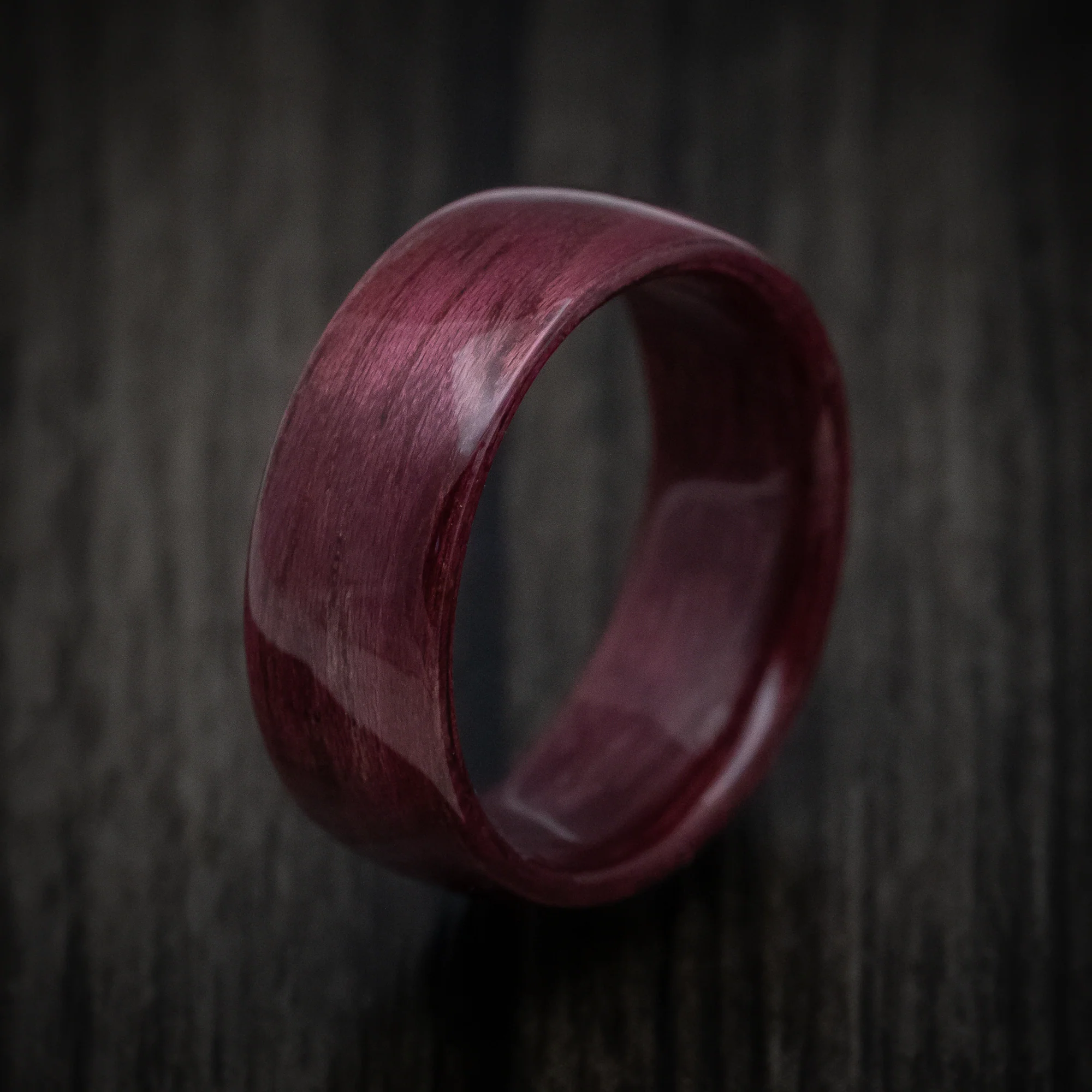 Solid Purple Heart Wood Men's Ring Handmade Band - Image 4