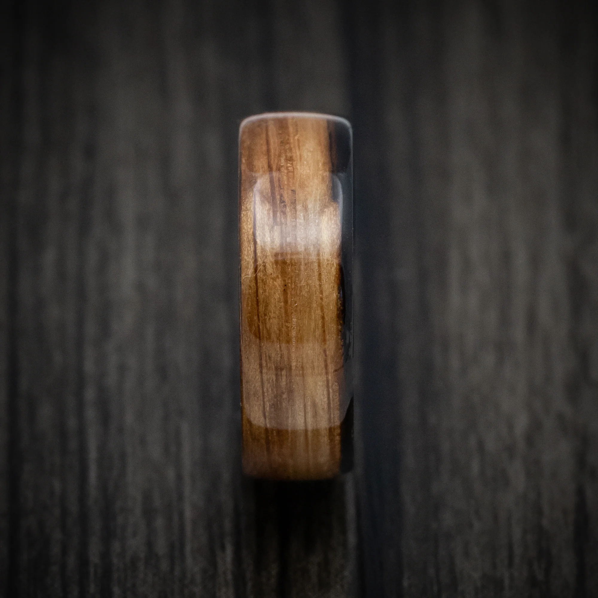 Solid Whiskey Barrel Wood Men's Ring Handmade Band - Image 3