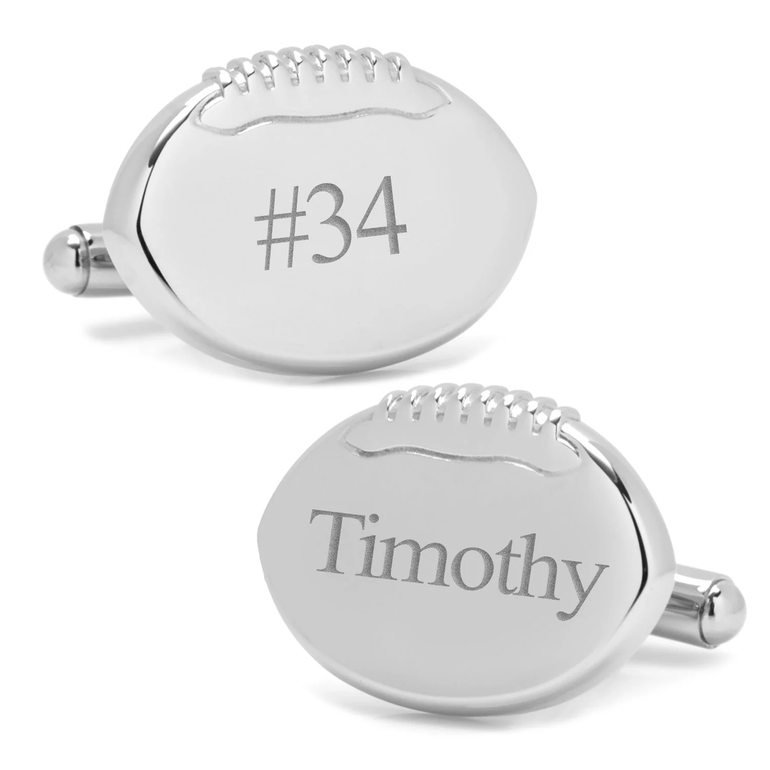 Stainless Steel Engravable Football Cufflinks - Image 4