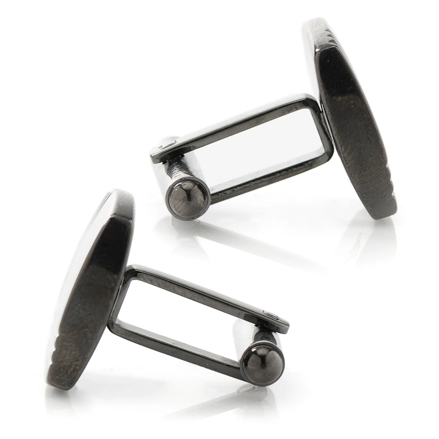 Stainless Steel Gunmetal Tartan Plaid Cufflinks - Image 3
