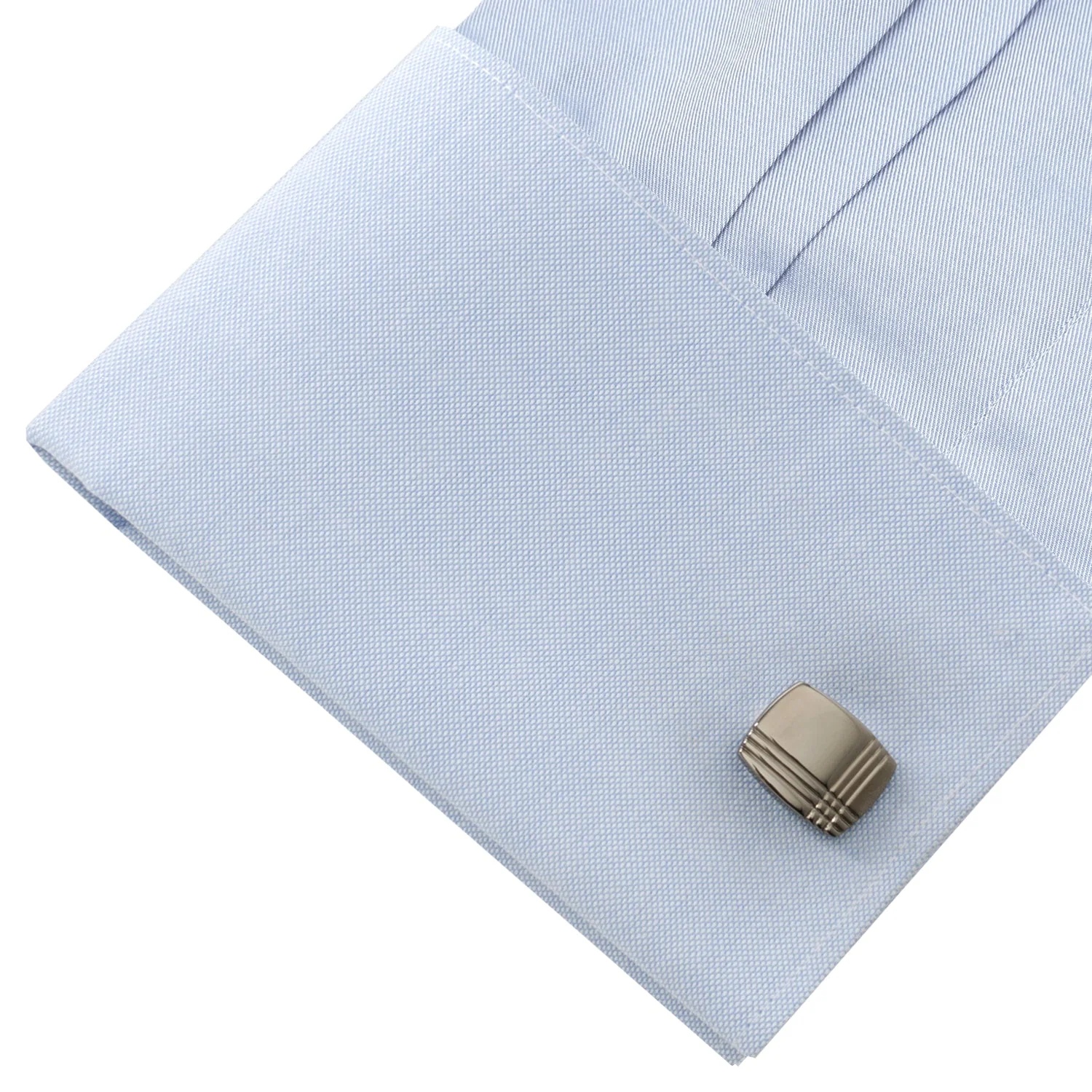 Stainless Steel Gunmetal Tartan Plaid Cufflinks - Image 4