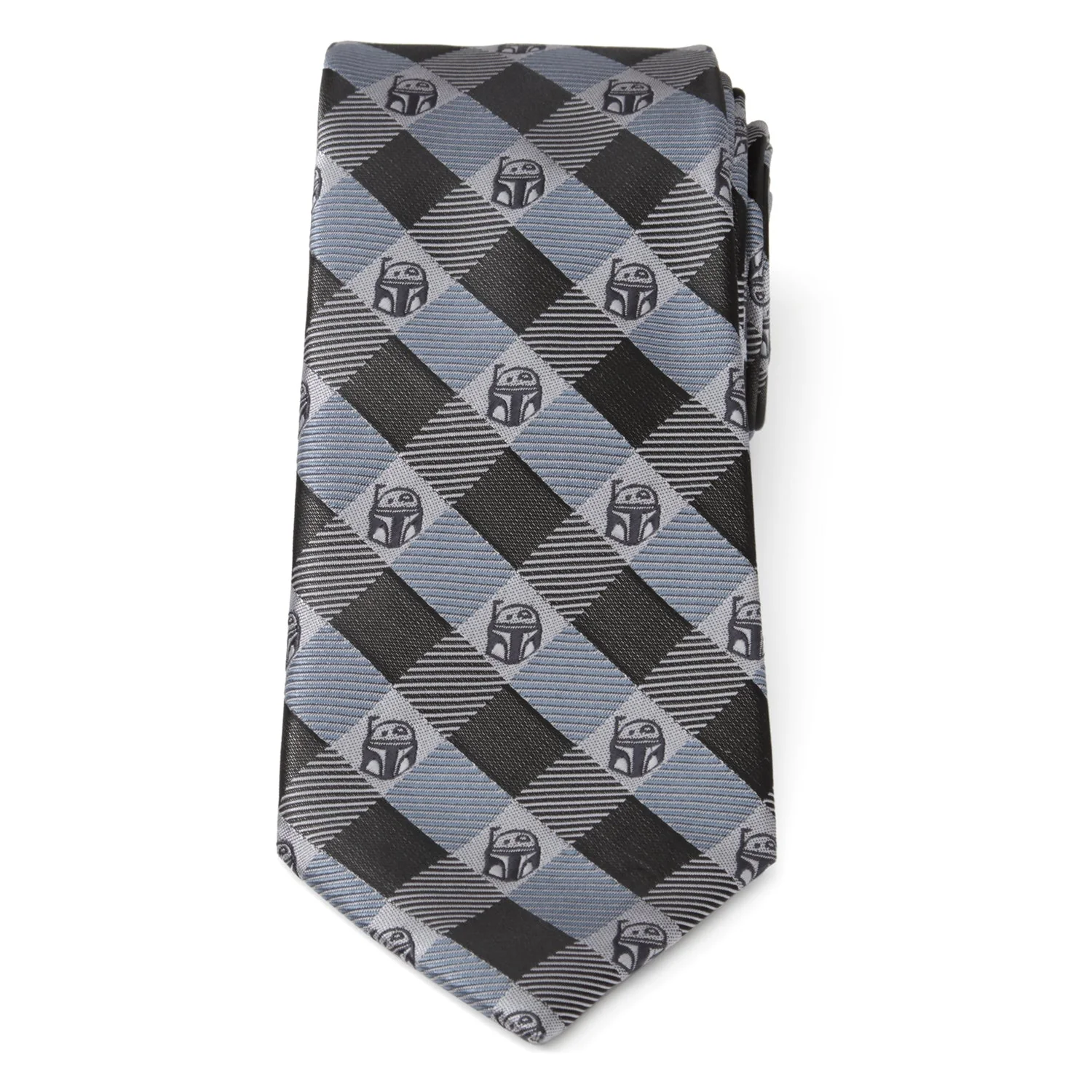Star Wars Boba Fett Blue and Gray Plaid Tie - Image 4