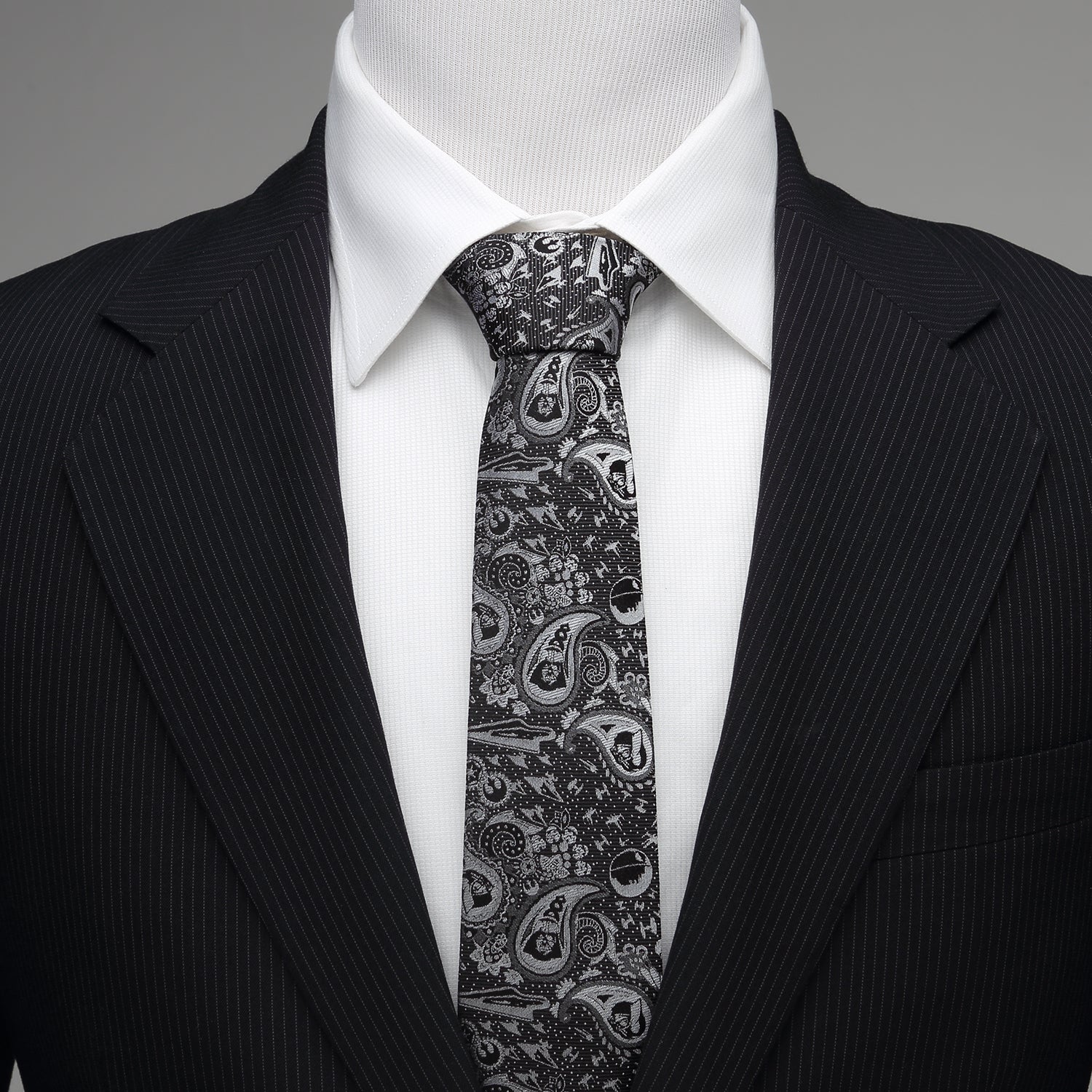 Star Wars Darth Vader Black and White Paisley Tie - Image 2
