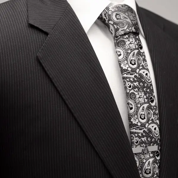 Star Wars Darth Vader Black and White Paisley Tie - Image 6