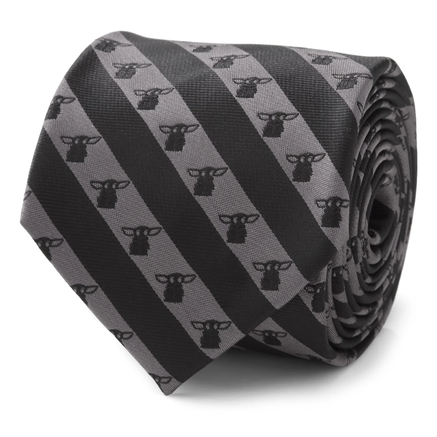 Star Wars Grogu Black and Gray Striped Tie - Image 4
