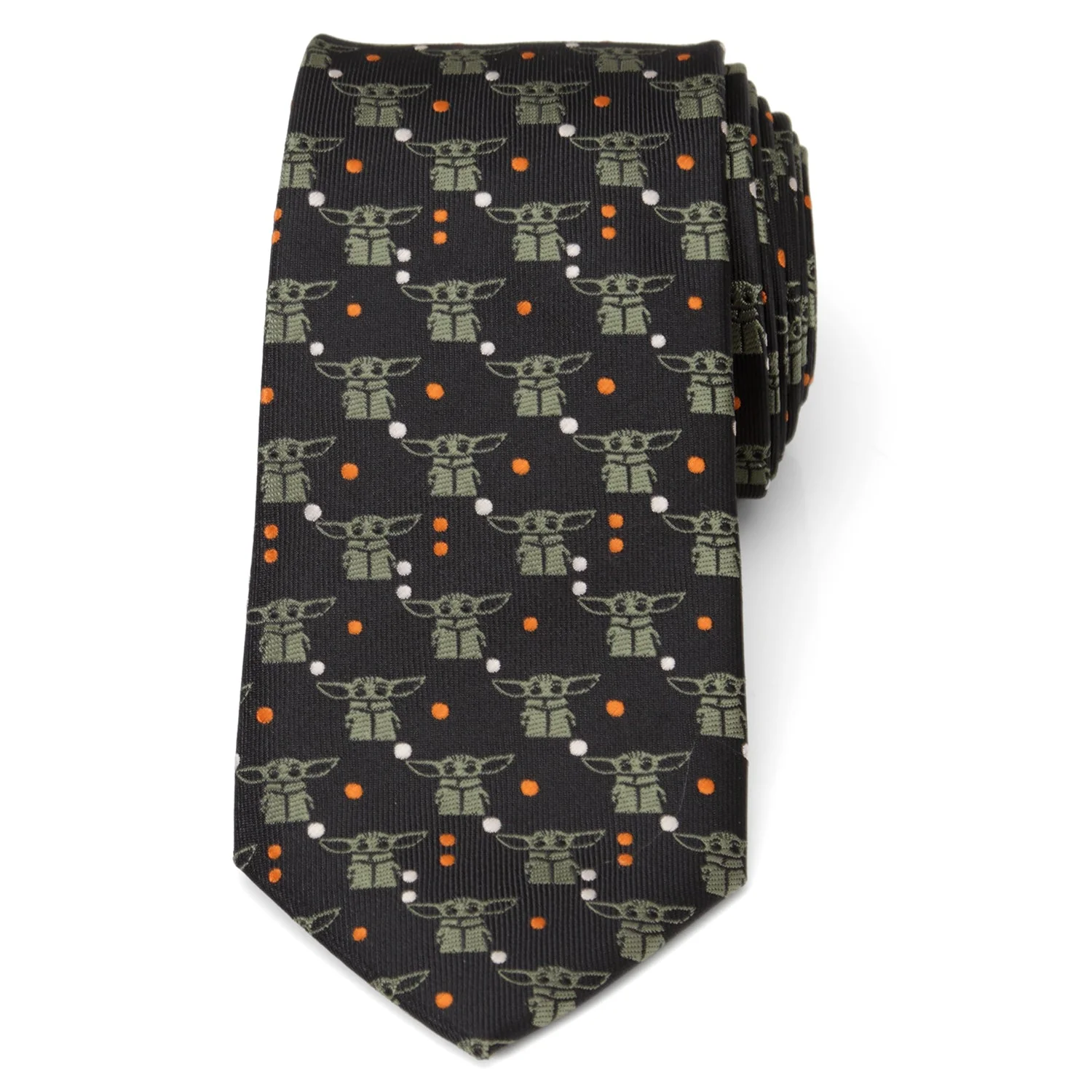 Star Wars Grogu Black and Orange Dotted Tie - Image 3