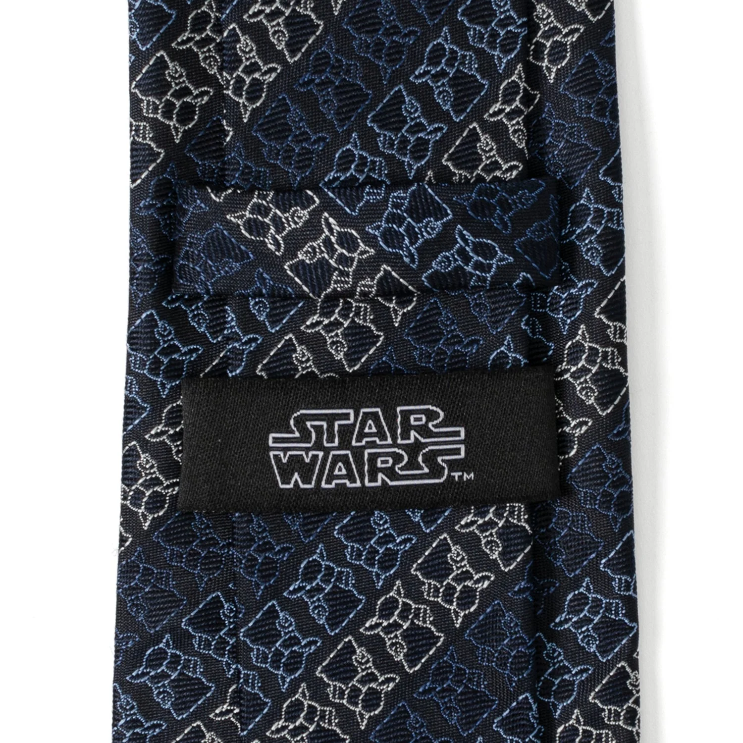 Star Wars Grogu Outline Striped Navy Tie - Image 5
