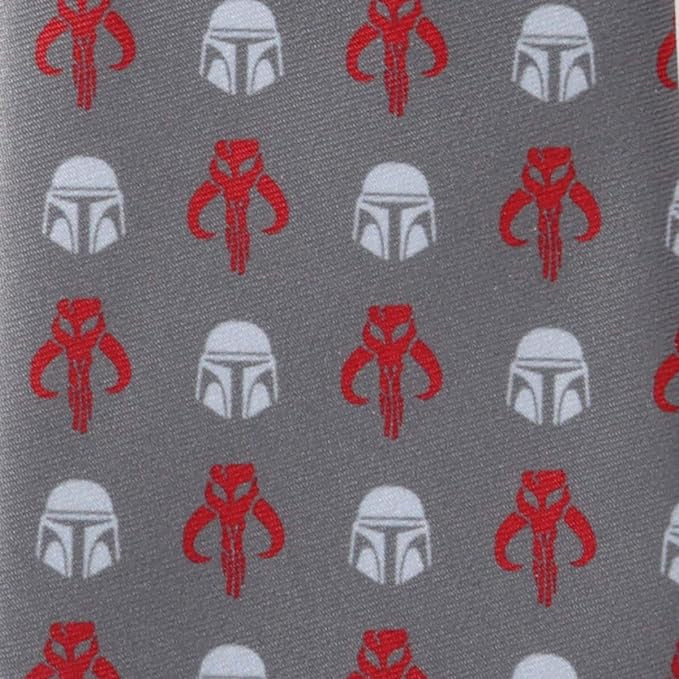 Star Wars Mandalorian and Mythosaur Red and Gray Tie - Image 4