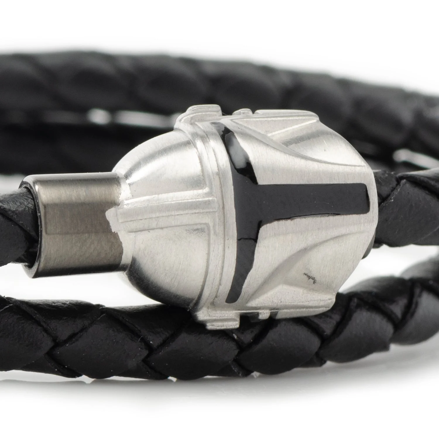 Star Wars Mandalorian Double Wrap Stainless Steel Black Bracelet - Image 3