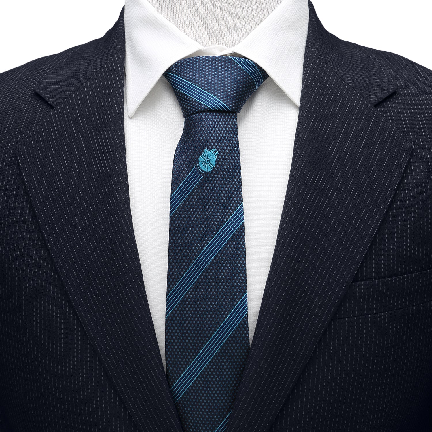 Star Wars Millennium Falcon Blue Striped Tie - Image 2