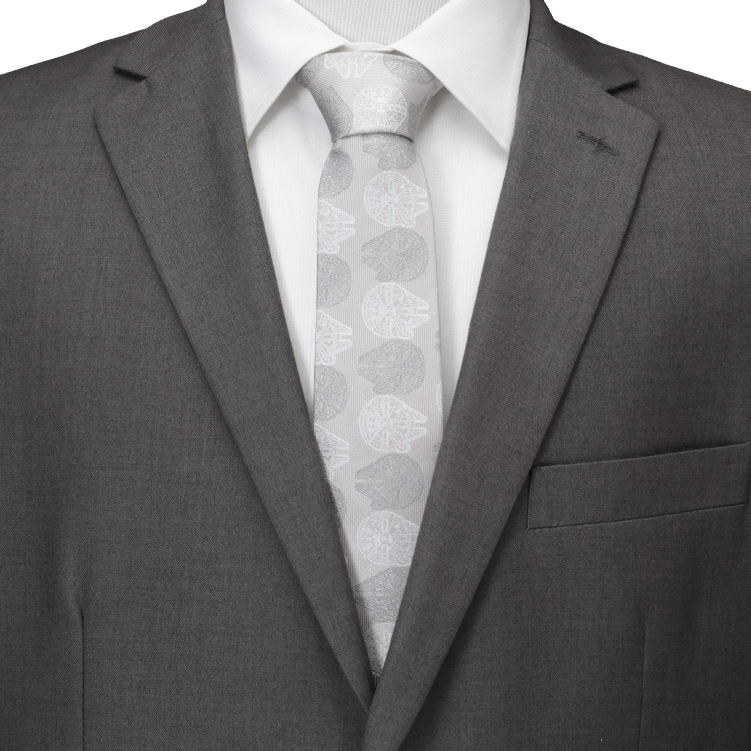 Star Wars Millennium Falcon White and Gray Checkered Tie - Image 2