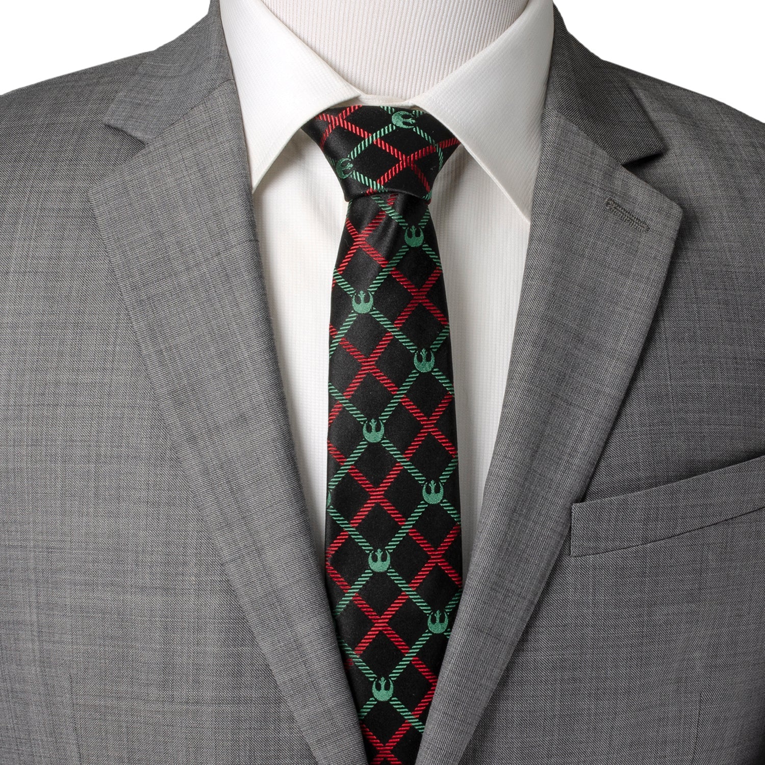 Star Wars Rebel Alliance Crest Red, Green, and Black Plaid Tie - Image 2