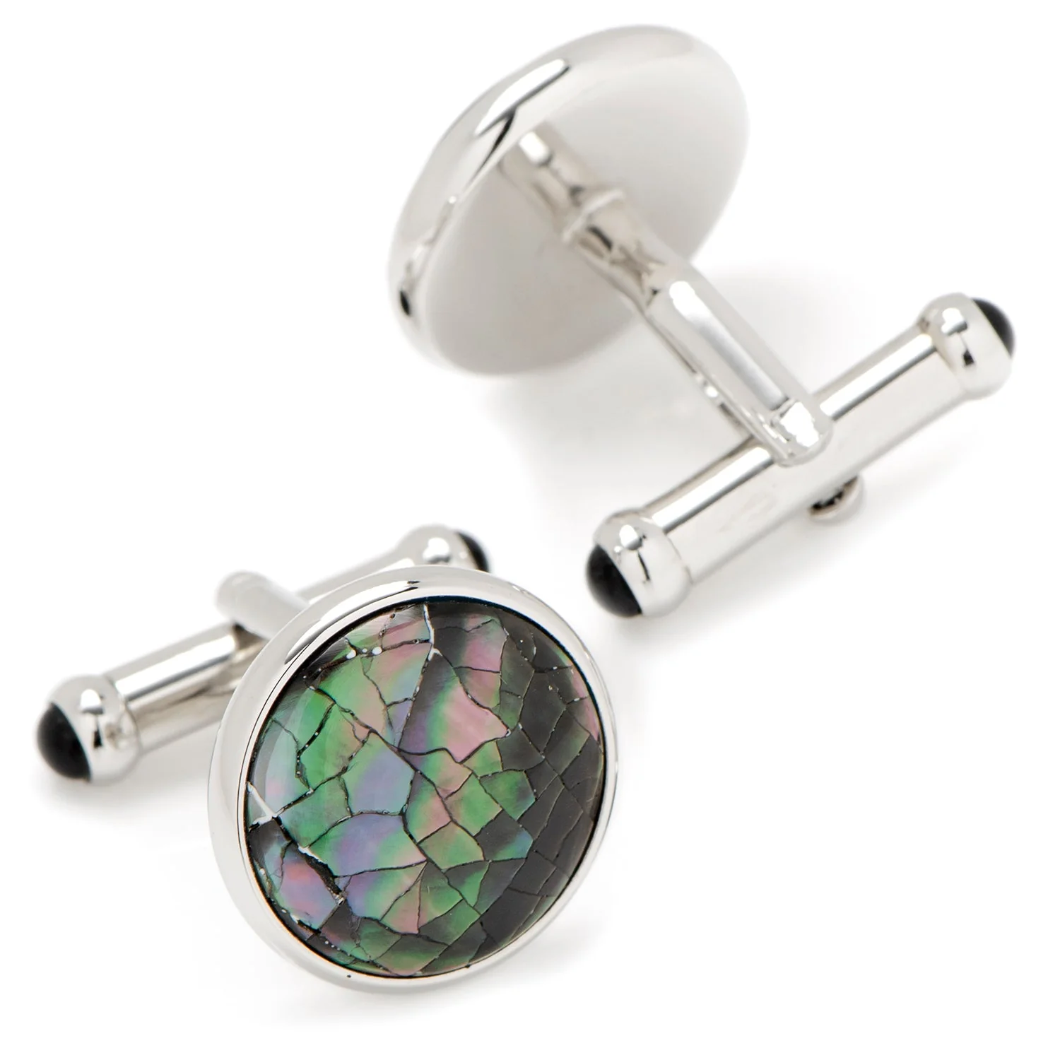 Sterling Mosaic Smoke Mother of Pearl Cufflinks - Image 2