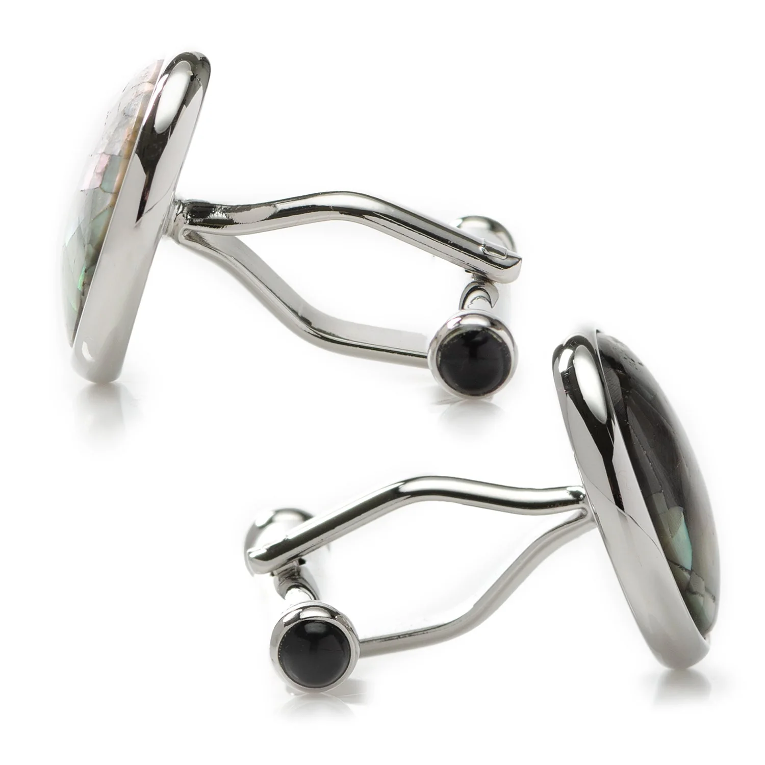 Sterling Mosaic Smoke Mother of Pearl Cufflinks - Image 4