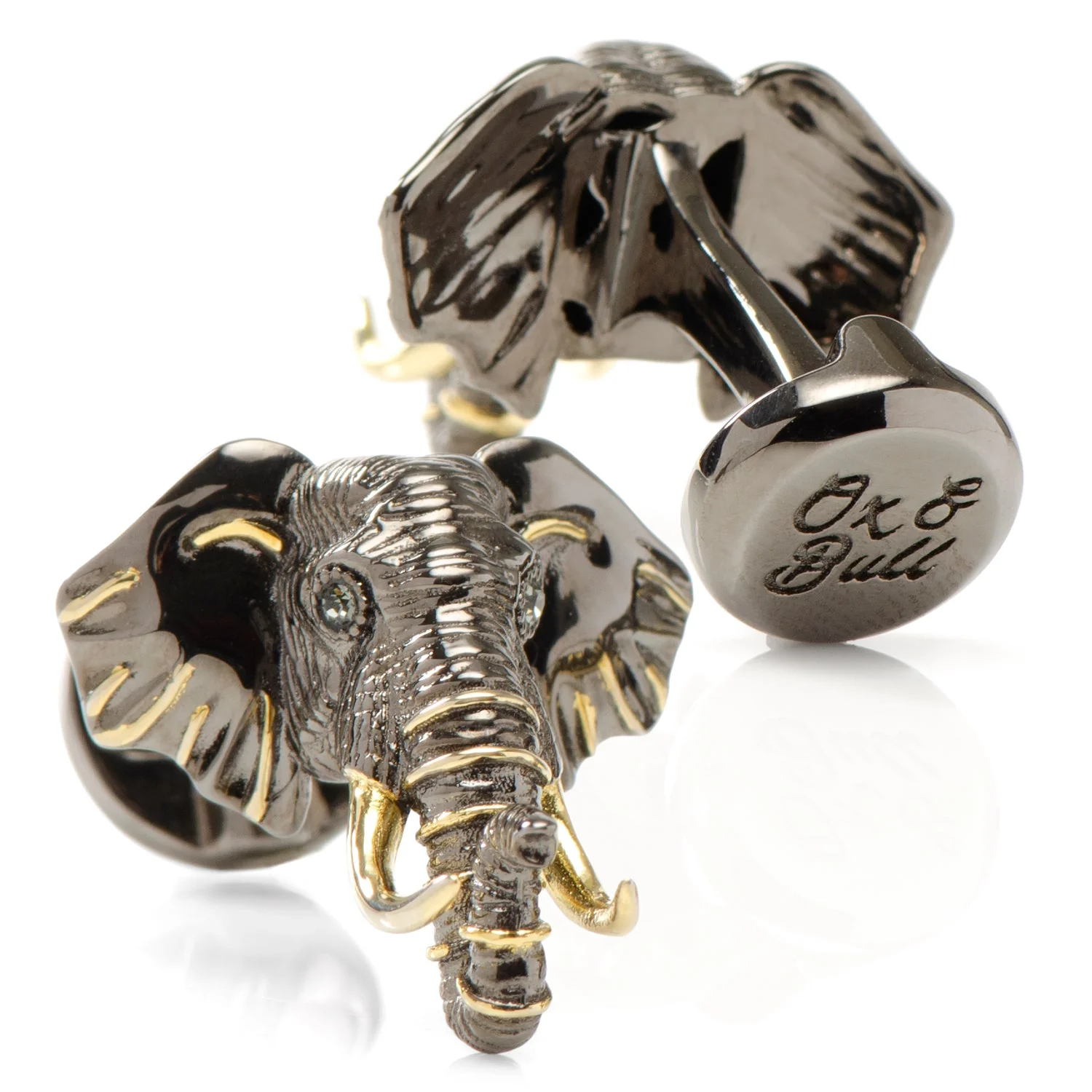 Sterling Silver and 14K Gold Vermeil Elephant Cufflinks - Image 2