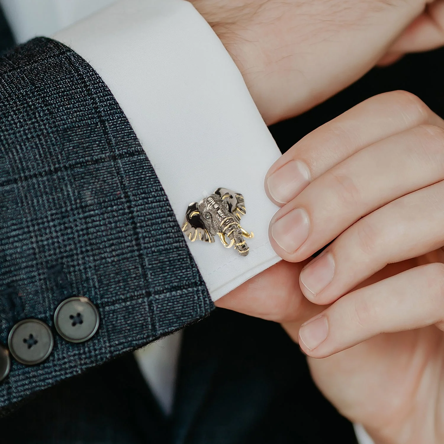 Sterling Silver and 14K Gold Vermeil Elephant Cufflinks - Image 5