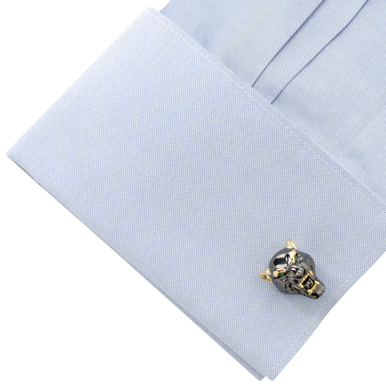 Sterling Silver Black and 14K Gold Vermeil Panther Cufflinks - Image 4