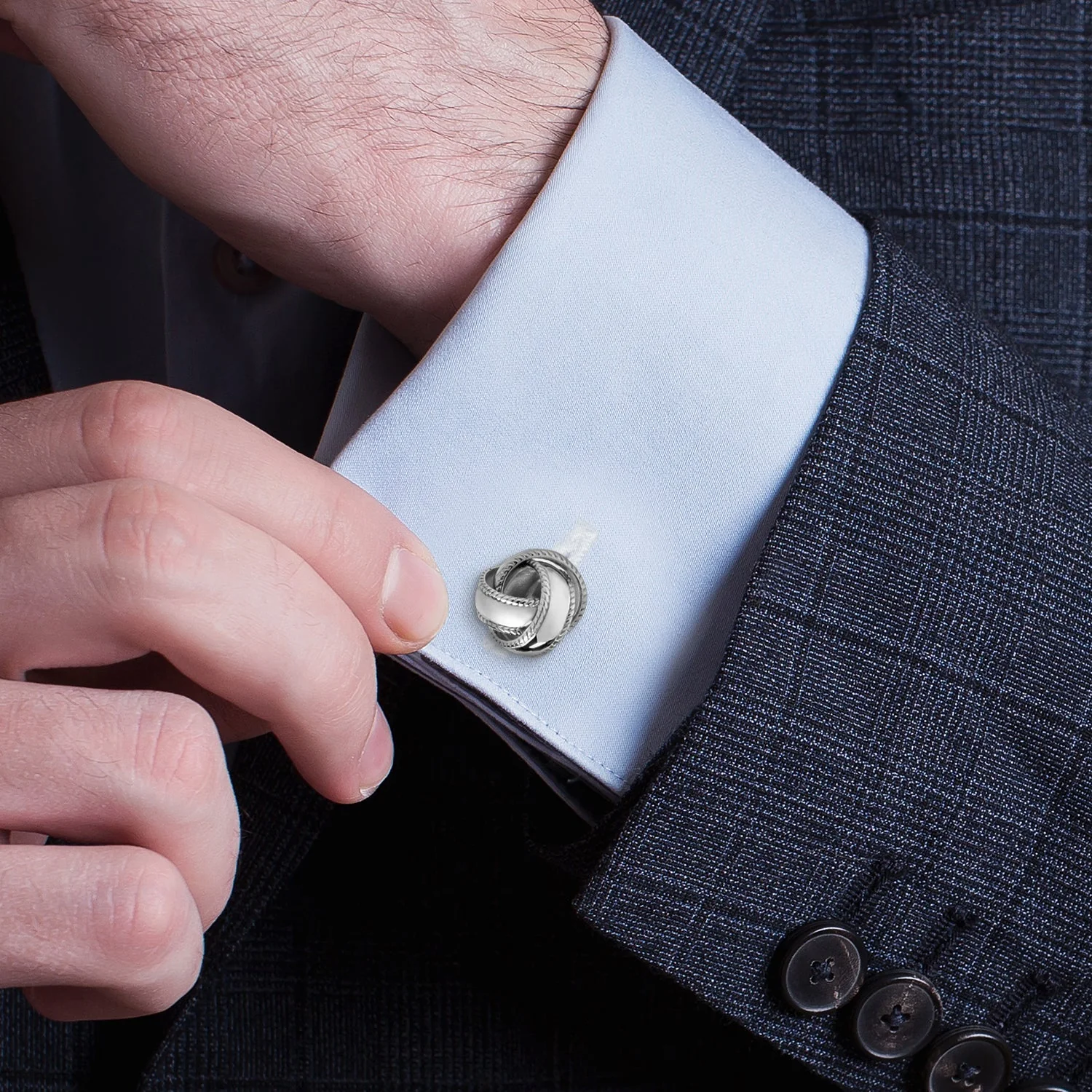 Sterling Silver Braided Knot Cufflinks - Image 5