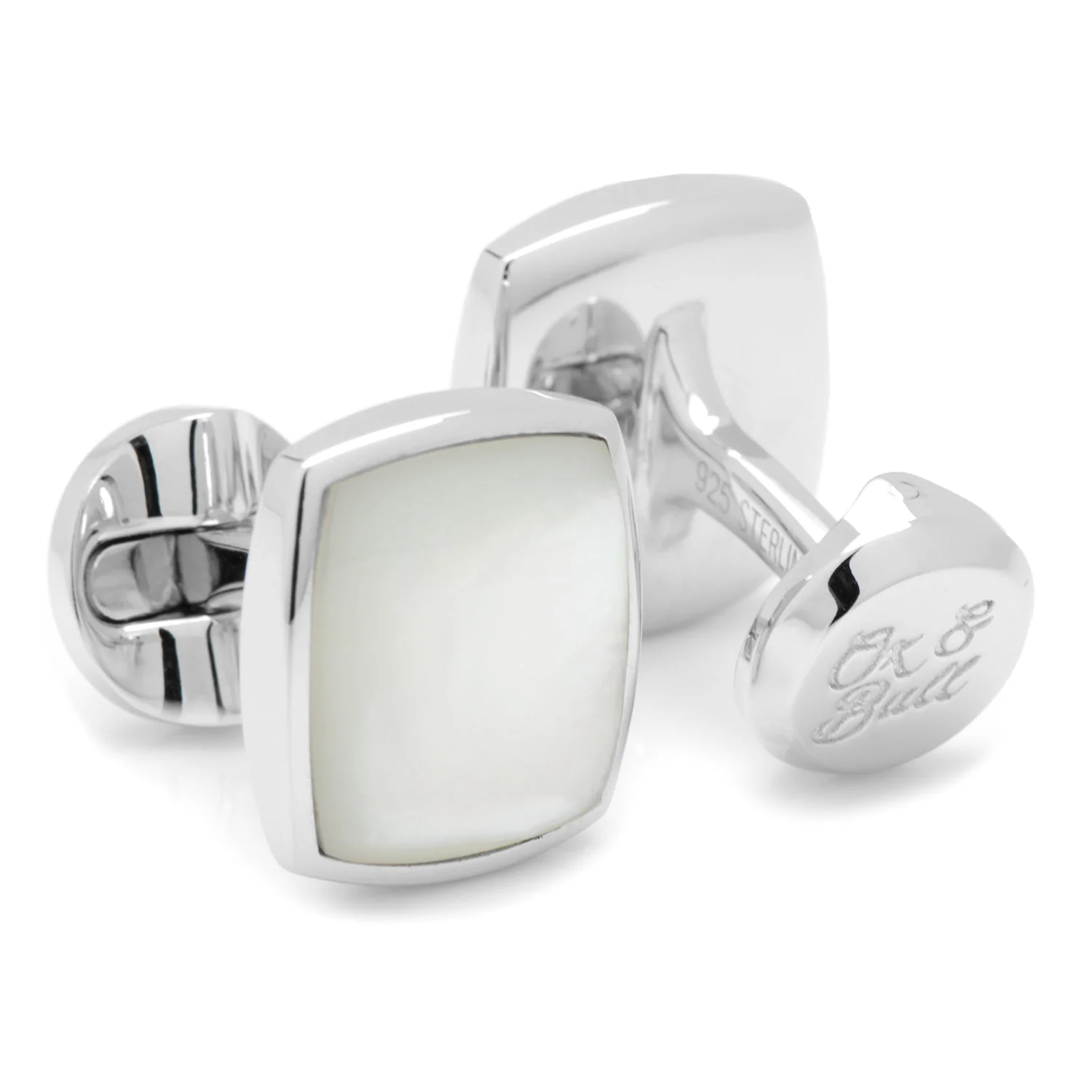 Sterling Silver Classic Cushion Mother of Pearl Cufflinks - Image 2