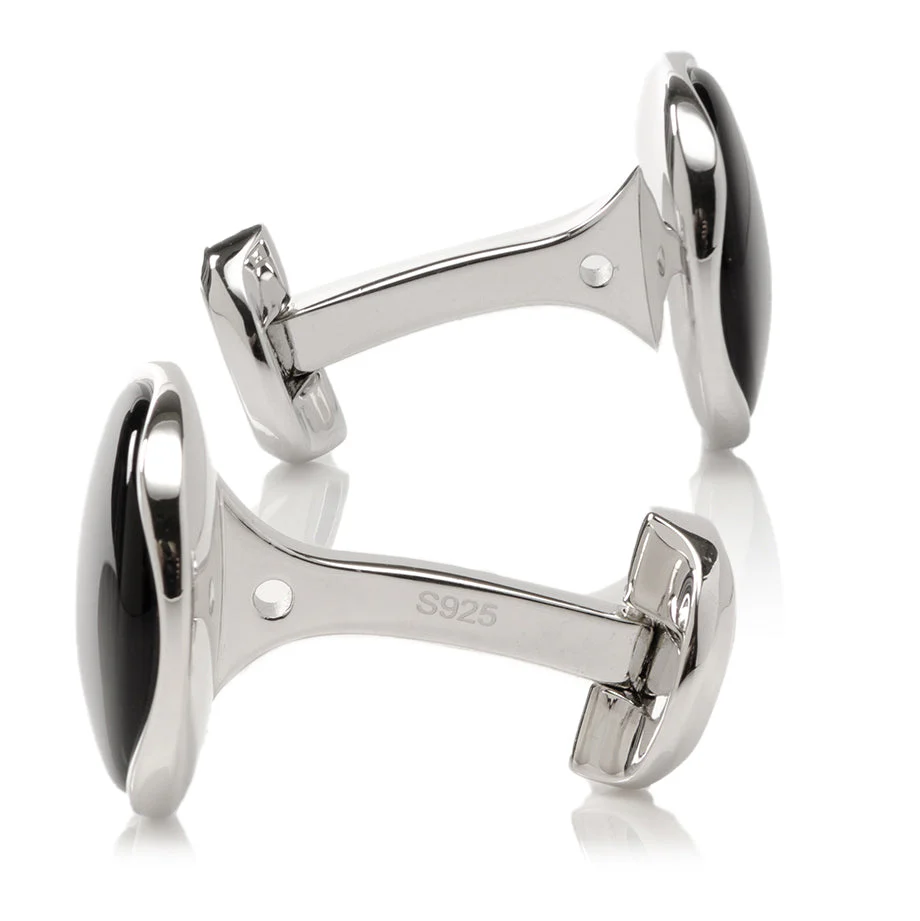 Sterling Silver Classic Formal Onyx Cufflinks - Image 4