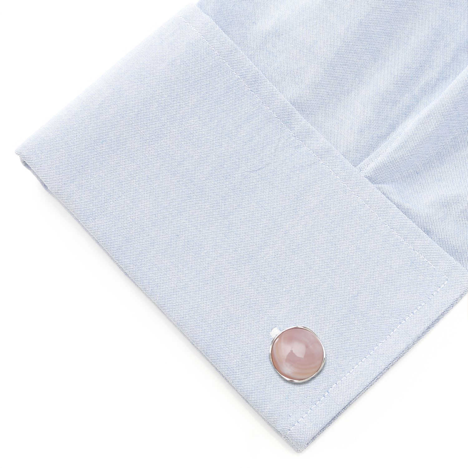 Sterling Silver Classic Formal Pink Mother of Pearl Cufflink - Image 3