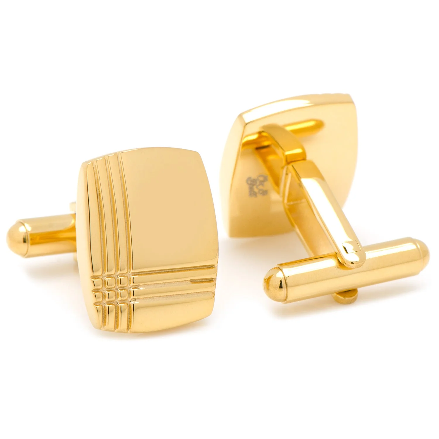 Sterling Silver Gold Tartan Plaid Cufflinks - Image 2