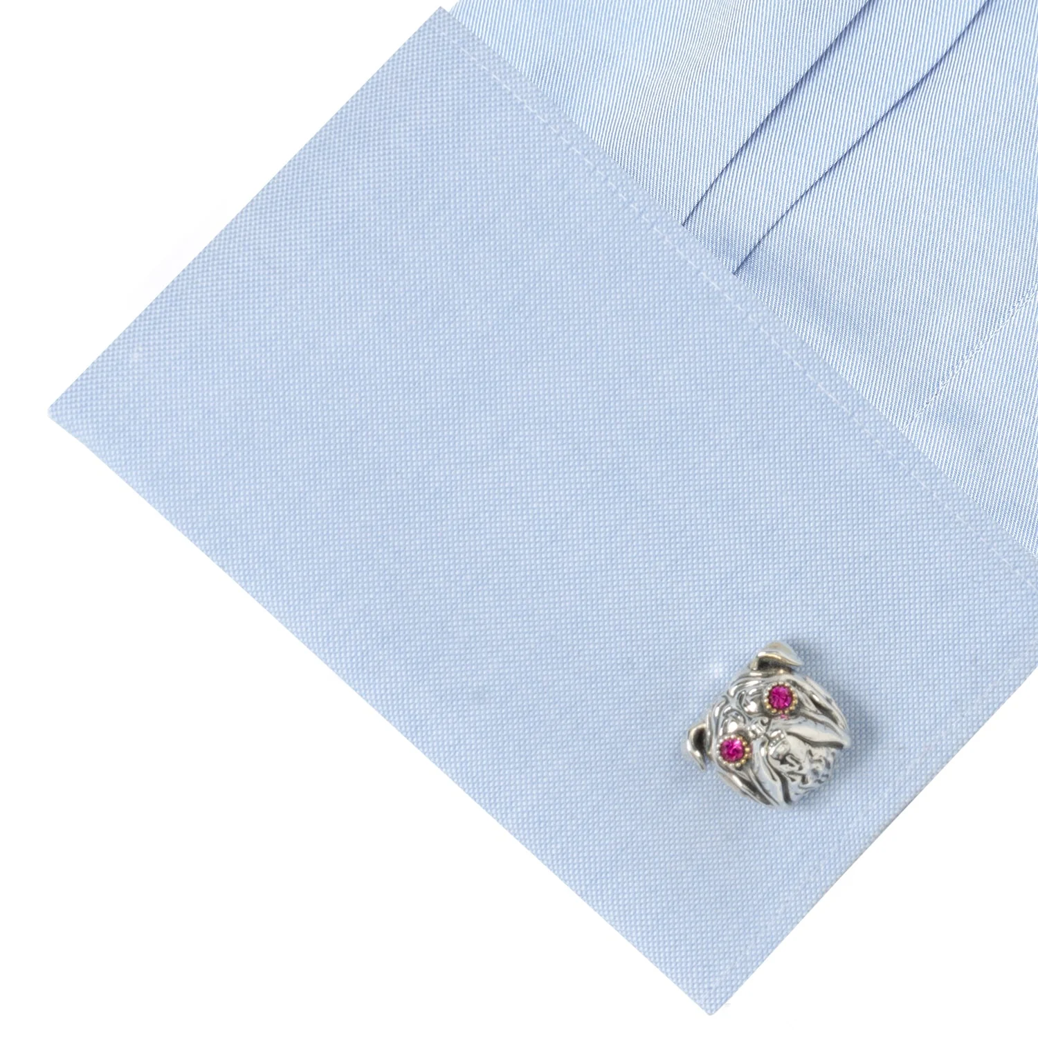 Sterling Silver with 14k Gold Vermeil Accent English Bulldog Cufflinks - Image 4