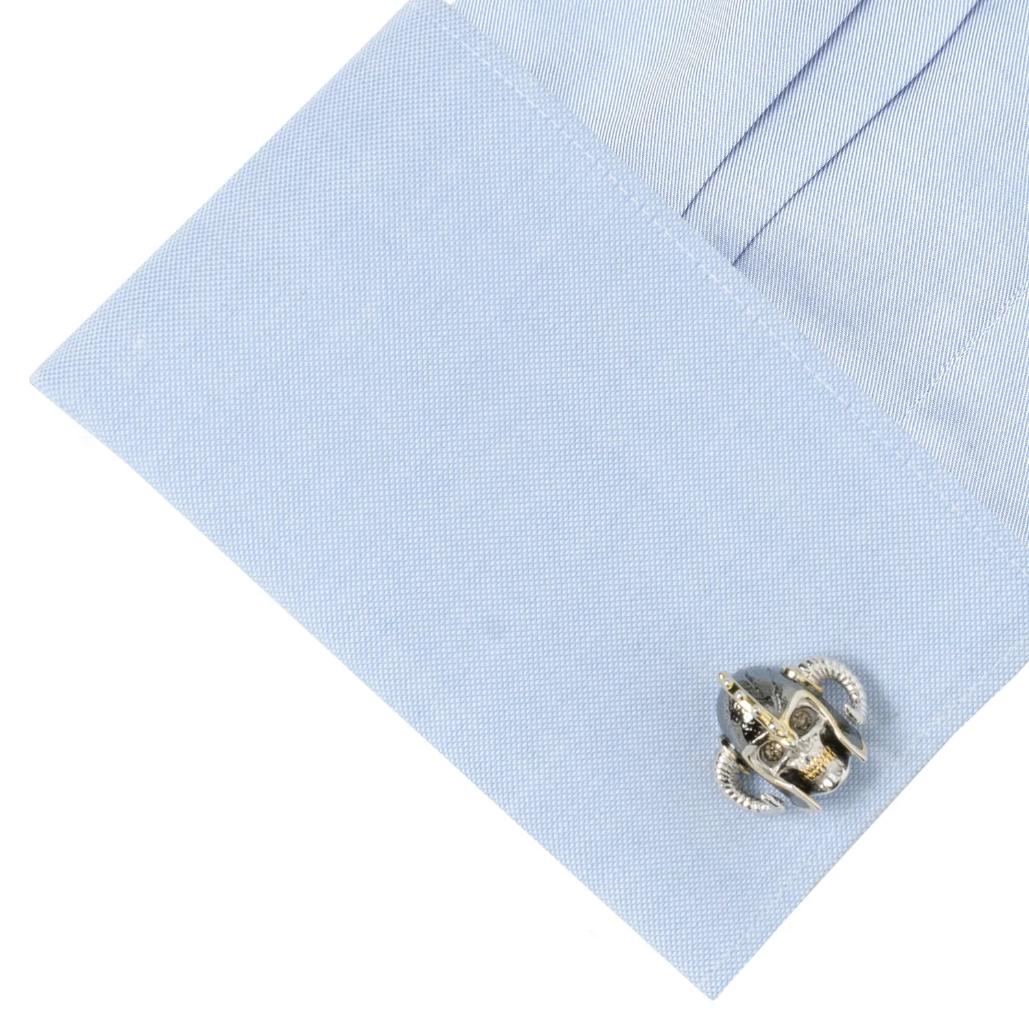 Sterling Silver with 14K Vermeil Gold Viking Helmet 3D Cufflinks - Image 4