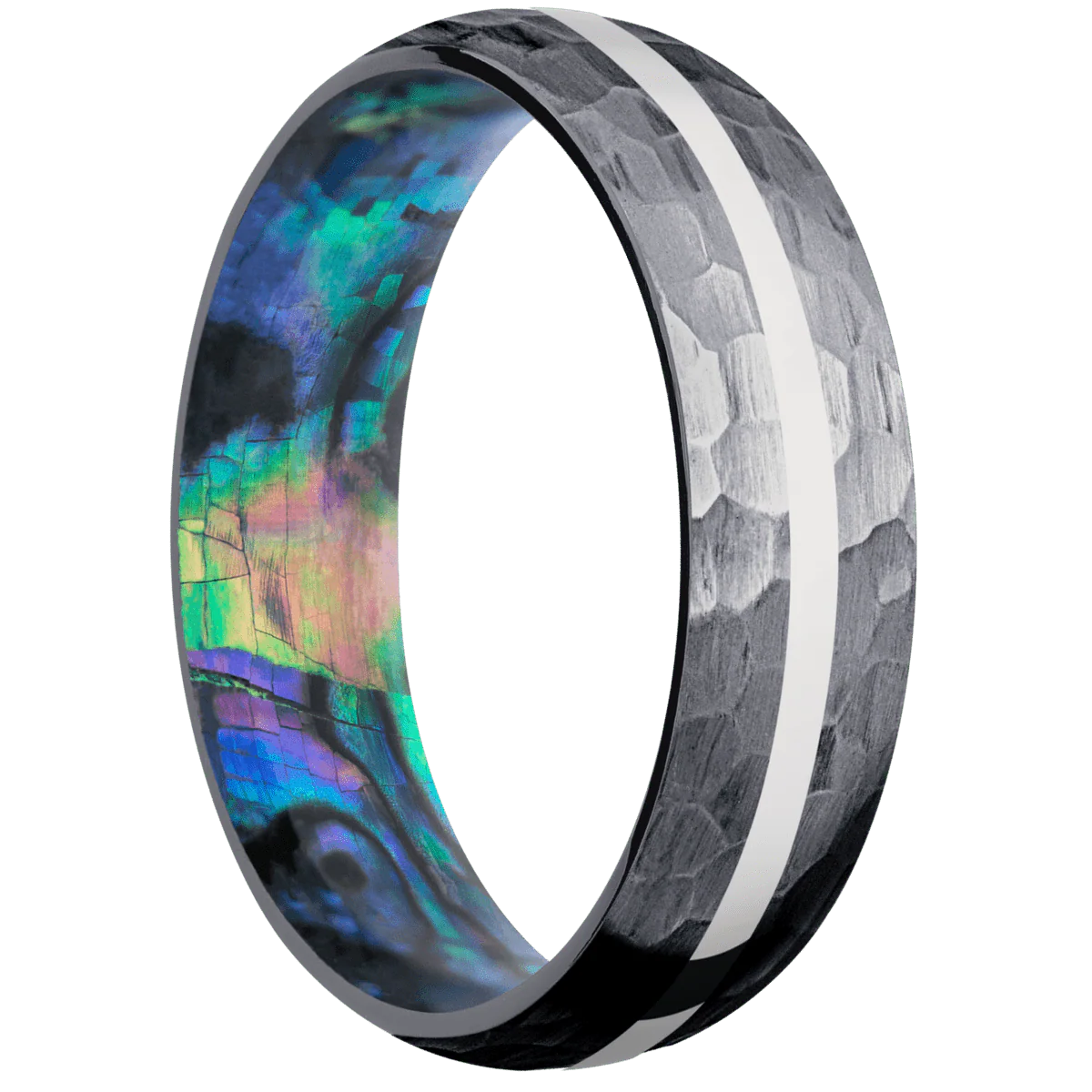 Tantalum + Hammer Finish + Abalone