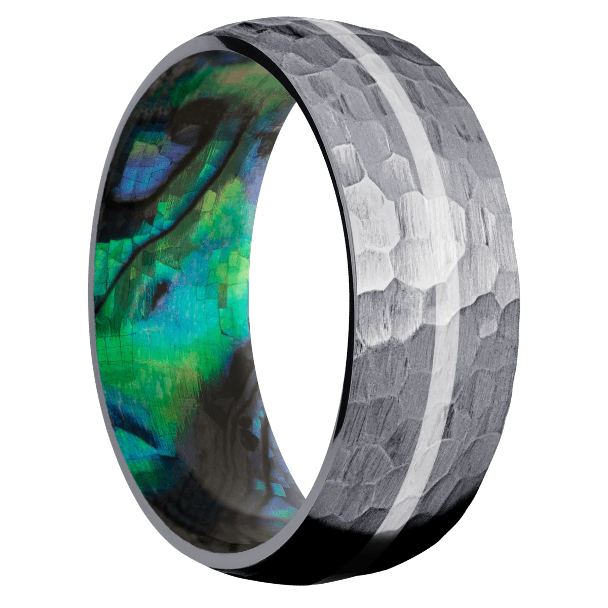 Tantalum + Hammer Finish + Abalone