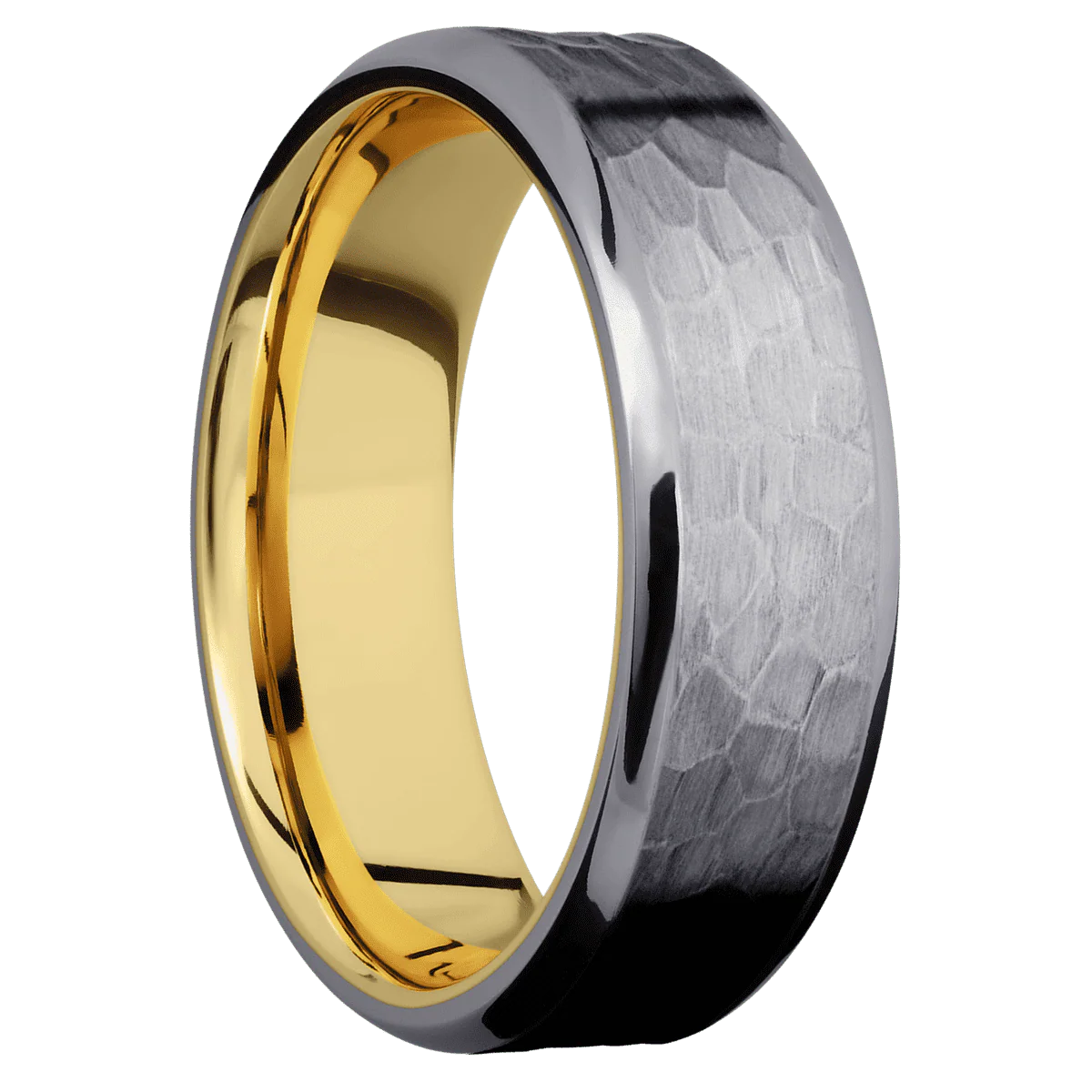 Tantalum + Hammer , Polish Finish + 14K Yellow Gold